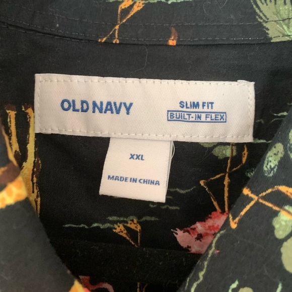 Goodfellow Men’s short sleeve button front printed shirt, XXL, jungle print - Picture 3 of 4